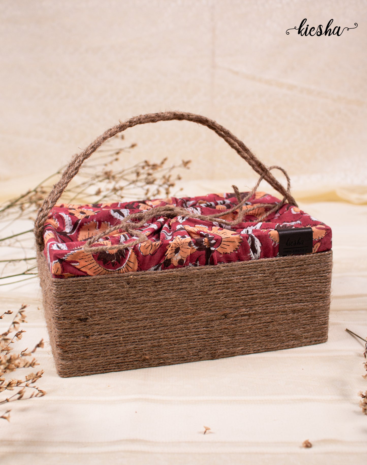 Floral Print Sutli Basket Covered