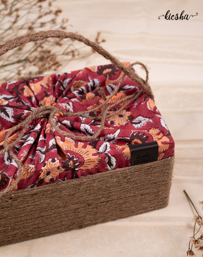 Floral Print Sutli Basket Covered