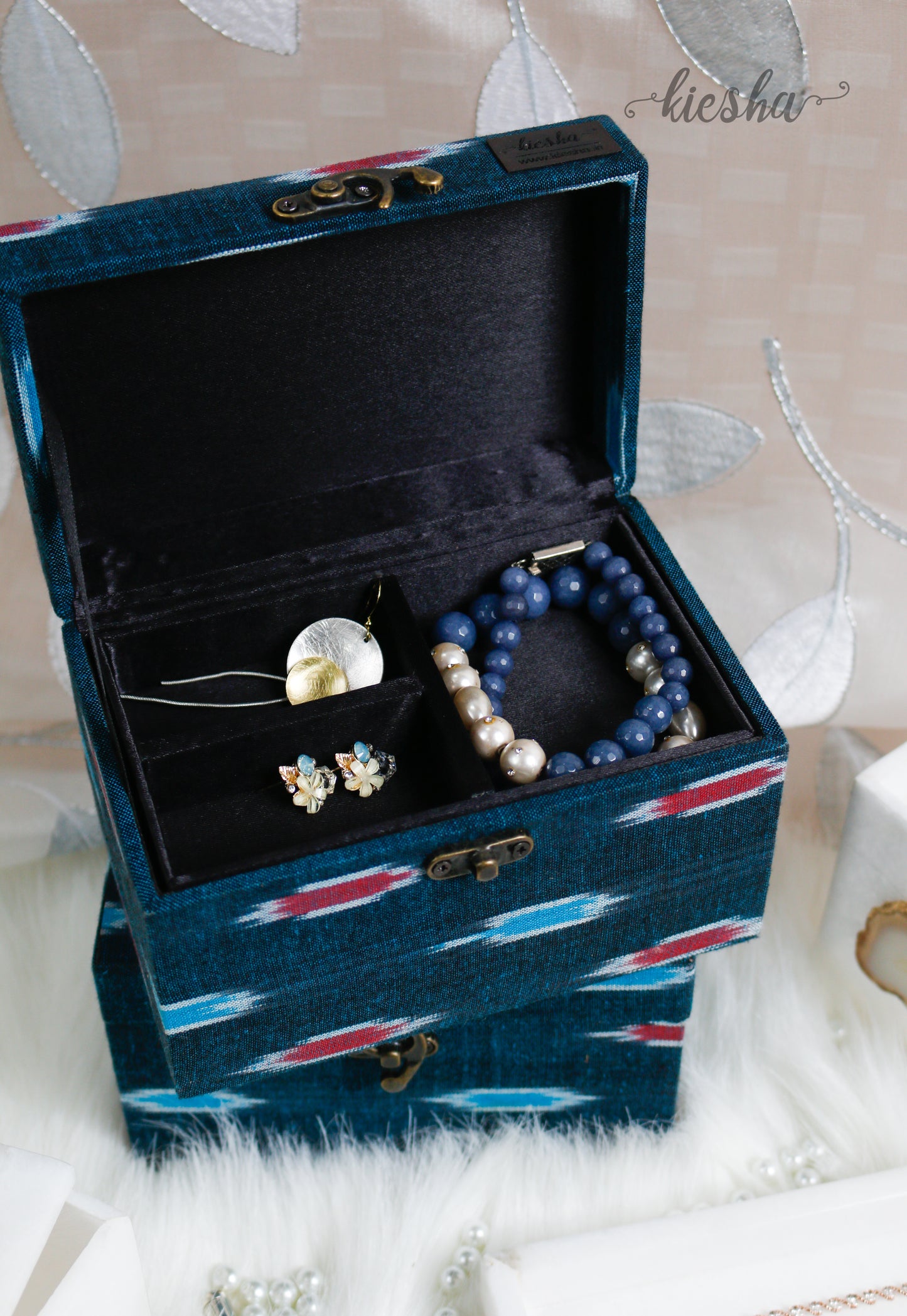 Jewellery Box Ikat Blue