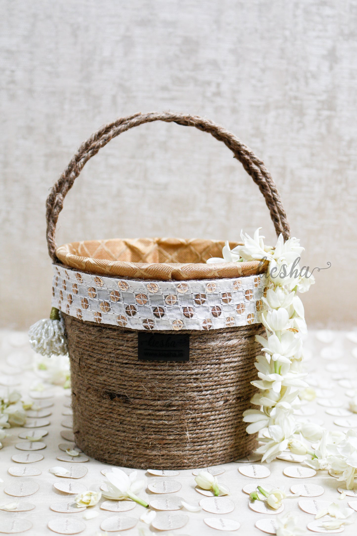 Golden Brocade Tub Basket